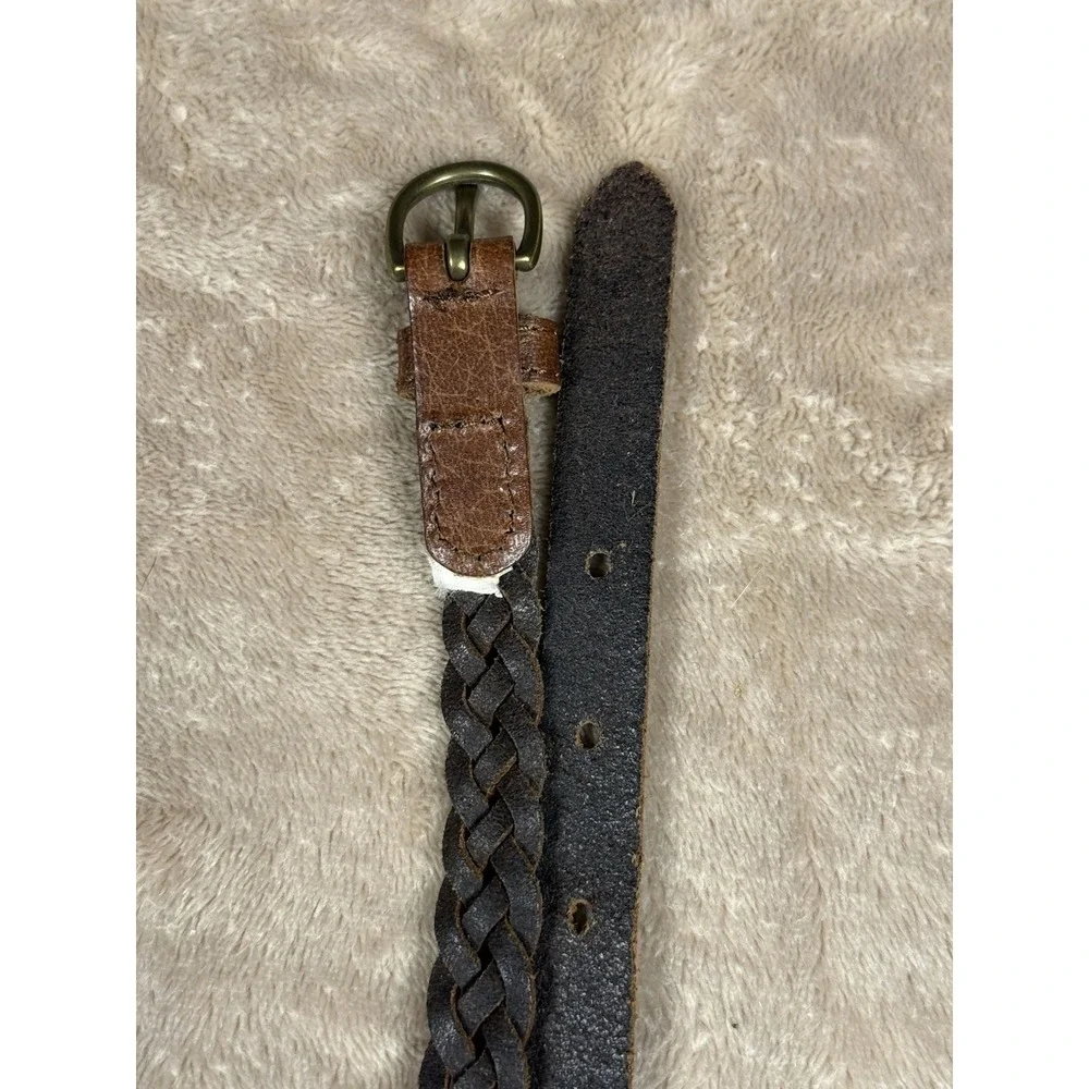 Y2K Braided Leather Holister Belt Women's L 35-37 Braided Gently Worn Brown